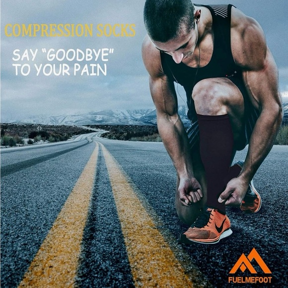 Copper Compression Knee High Socks Circulation Support Black 2 Pack - Picture 3 of 6